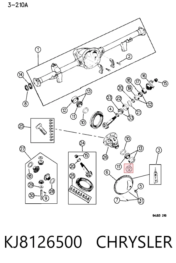 Cojinete del diferencial del eje trasero KJ8126500 Chrysler