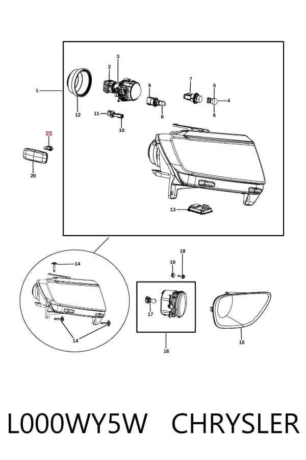 Luz intermitente de guardabarros L000WY5W Chrysler