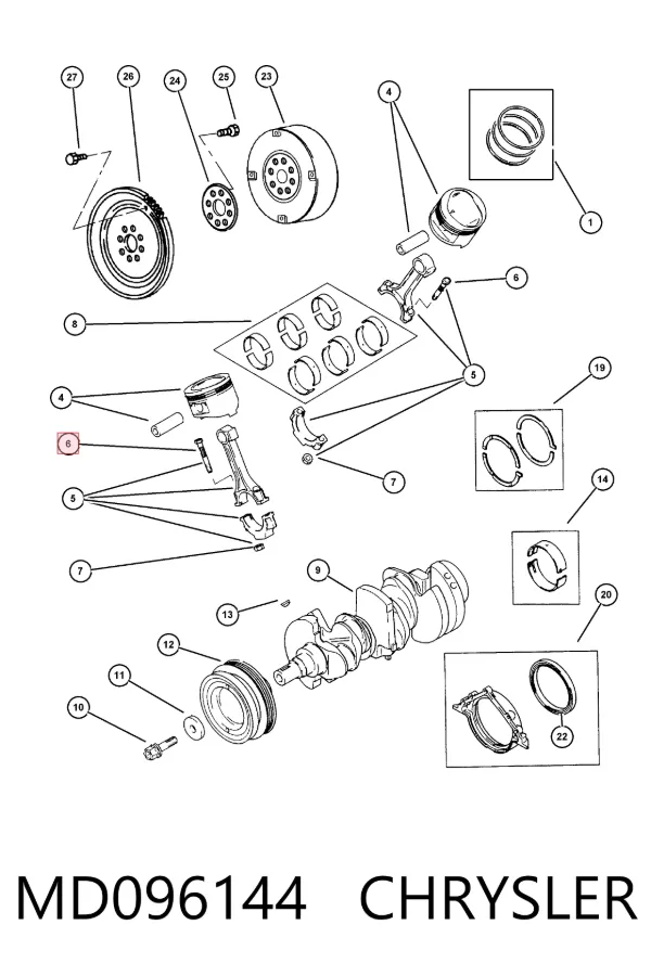 Tornillo de biela MD096144 Chrysler