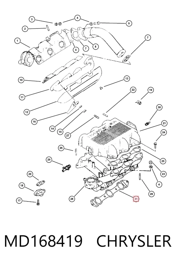 Junta inferior del colector de admisión MD168419 Chrysler