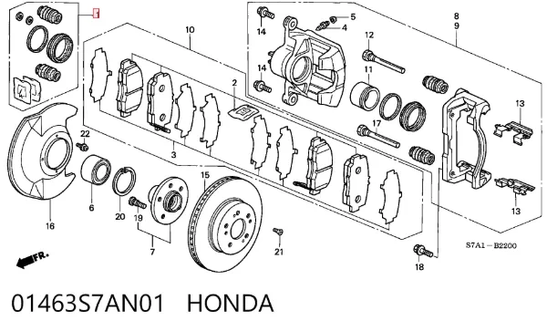 Kit de reparación de pinzas de freno 01463S7AN01 Honda