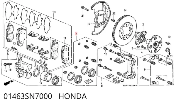 Kit de reparación de pinzas de freno 01463SN7000 Honda
