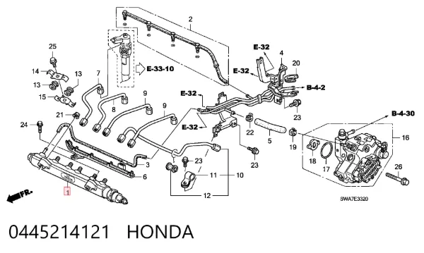 Rampa de combustible 0445214121 Honda