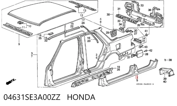 Umbral de puerta, derecha Honda Accord III