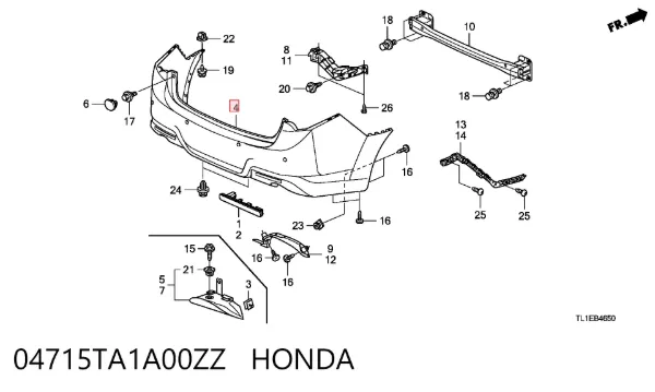 Parachoques trasero Honda Accord VIII