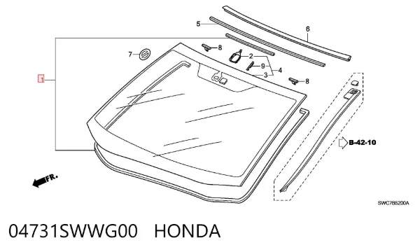 Junta de parabrisas 04731SWWG00 Honda