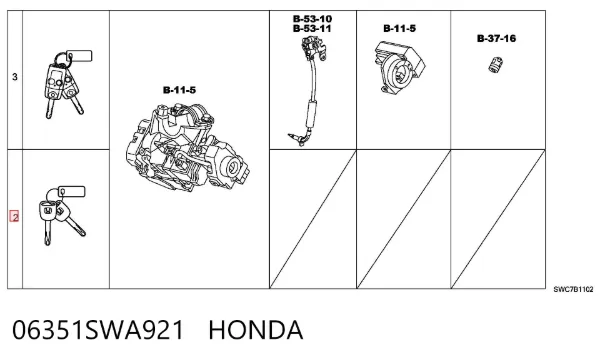 Bombín de arranque 06351SWA921 Honda