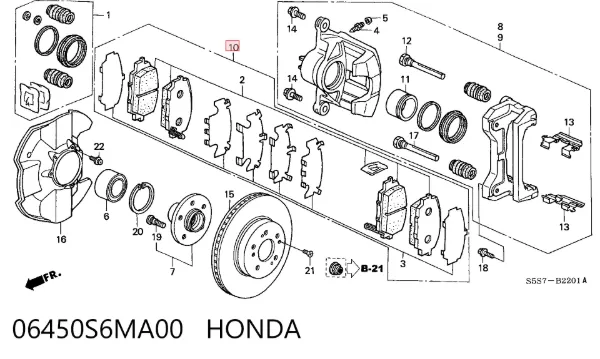 Pastillas de freno 06450S6MA00 Honda