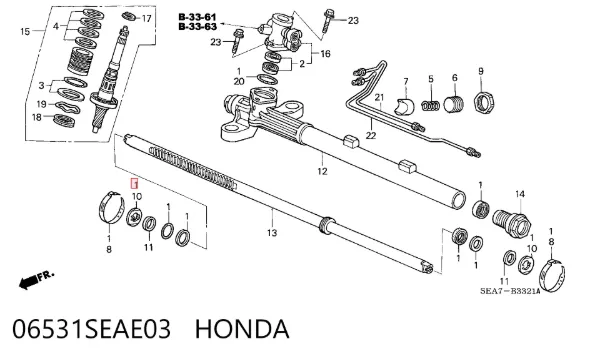 Kit de reparación, mecanismo dirección 06531SEAE03 Honda