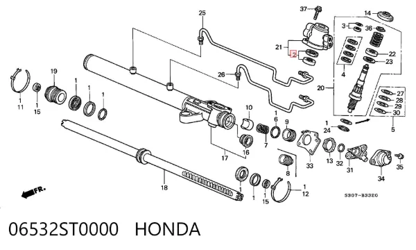 Kit de reparación, mecanismo dirección 06532ST0000 Honda