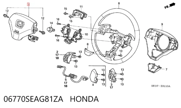 Airbag de volante 06770SEAG81ZA Honda