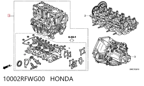 Bloque de cilindros del motor 10002RFWG00 Honda