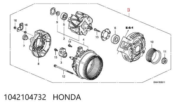 Alternador 1042104732 Honda