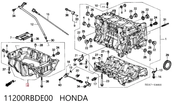 Cárter de aceite del motor 11200RBDE00 Honda