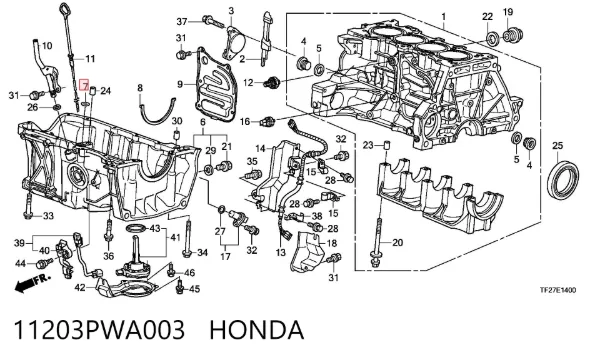 Anillo de estanqueidad del manguito del radiador 11203PWA003 Honda