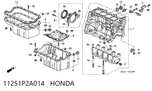 Junta del cárter 11251P2A014 Honda