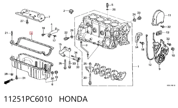 Junta del cárter 11251PC6010 Honda