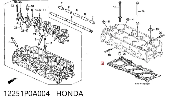 Junta de culata 12251P0A004 Honda