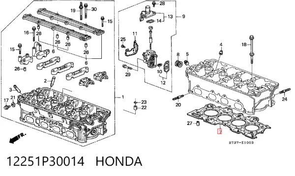 Junta de culata 12251P30014 Honda
