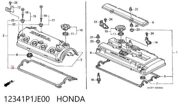 Junta tapa de balancines 12341P1JE00 Honda