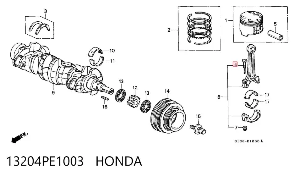 Tornillo de biela 13204PE1003 Honda