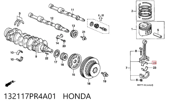 Cojinetes de biela 132117PR4A01 Honda