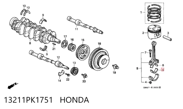 Cojinetes de biela 13211PK1751 Honda