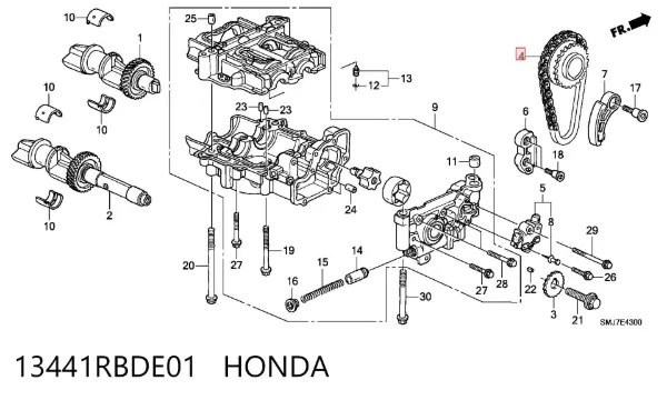Cadena de la Bomba Aceite 13441RBDE01 Honda
