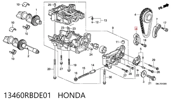 Tensor de cadena de la bomba de aceite 13460RBDE01 Honda