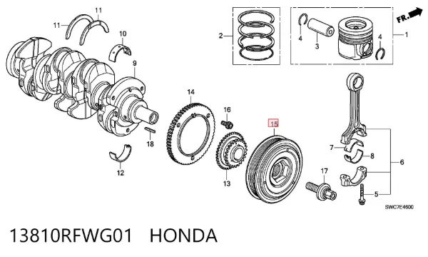 Polea de cigüeñal 13810RFWG01 Honda