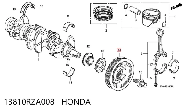 Polea de cigüeñal 13810RZA008 Honda