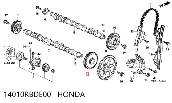 Engranaje del árbol de levas de escape 14010RBDE00 Honda