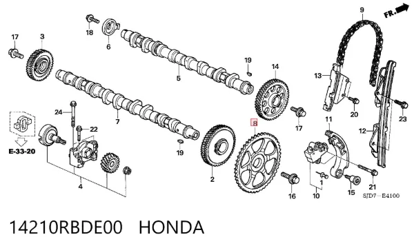 Piñón del árbol de levas 14210RBDE00 Honda