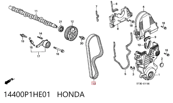 Correa distribución 14400P1HE01 Honda