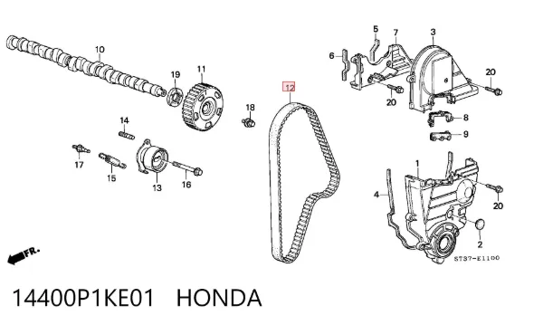 Correa distribución 14400P1KE01 Honda