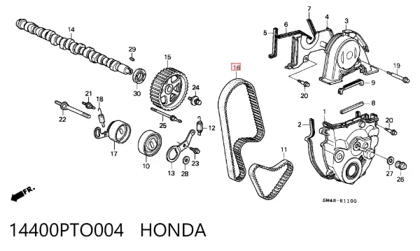 Correa distribución 14400PTO004 Honda