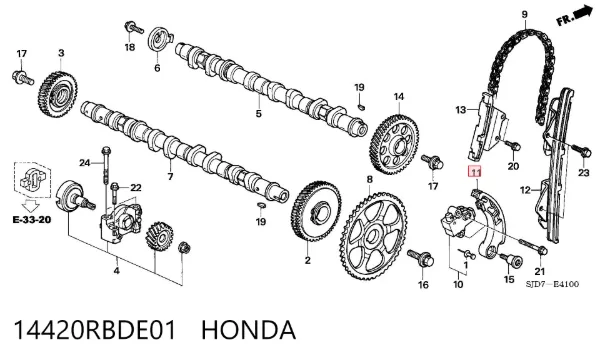 Tensor inferior de la cadena de distribución 14420RBDE01 Honda