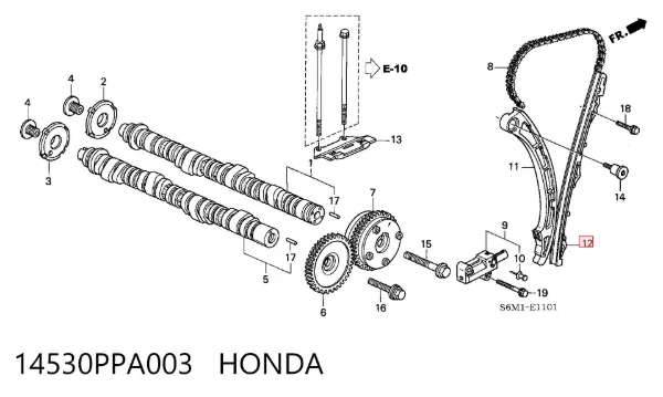 Guía izquierda de cadena de distribución 14530PPA003 Honda