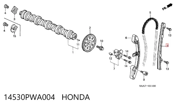 Guía izquierda de cadena de distribución Honda Jazz GD, GE