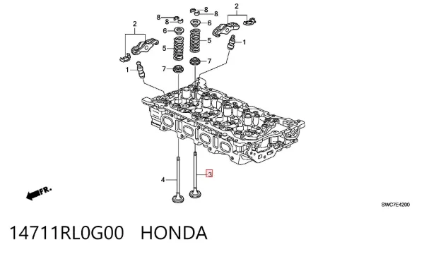 Válvulas de admisión 14711RL0G00 Honda