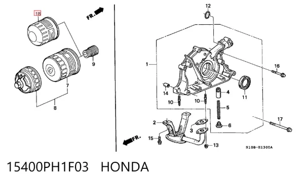 Filtro de aceite 15400PH1F03 Honda