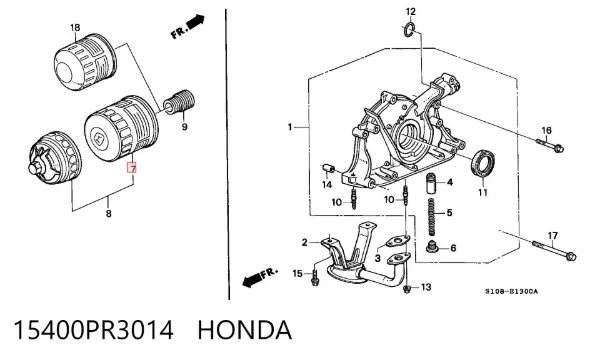 Filtro de aceite 15400PR3014 Honda