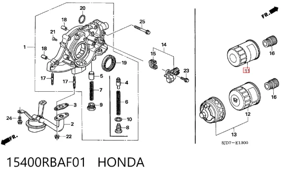 Filtro de aceite 15400RBAF01 Honda