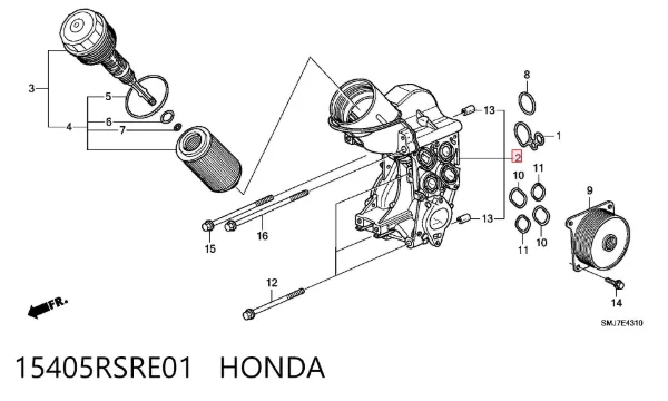 Portafiltro de aceite 15405RSRE01 Honda