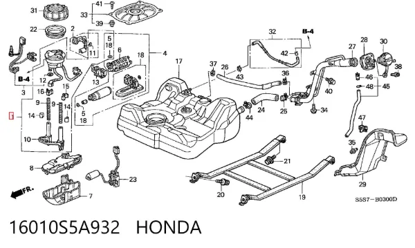 Filtro de combustible 16010S5A932 Honda
