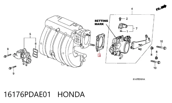 Junta cuerpo mariposa 16176PDAE01 Honda
