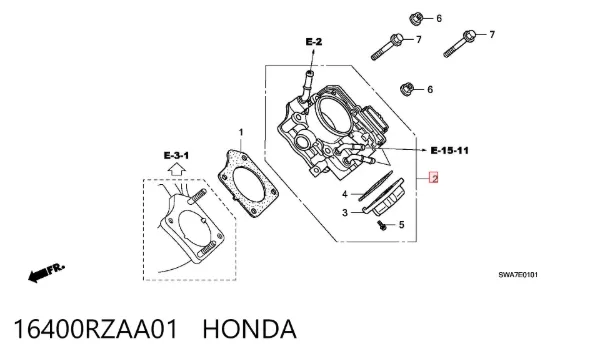Cuerpo de mariposa 16400RZAA01 Honda