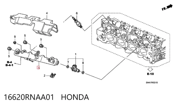 Rampa de combustible 16620RNAA01 Honda