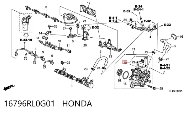 Válvula reguladora de presión del sistema common rail 16796RL0G01 Honda