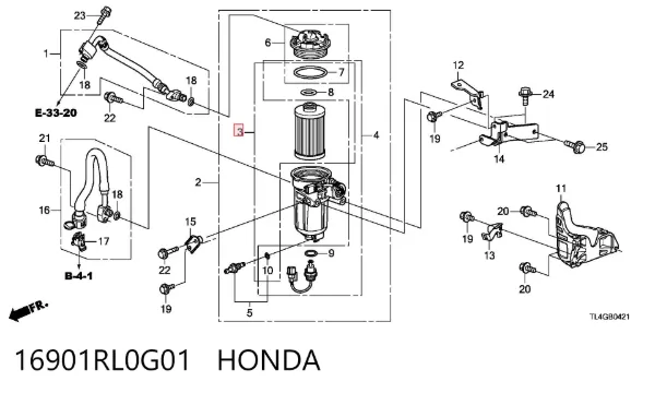 Filtro de combustible 16901RL0G01 Honda